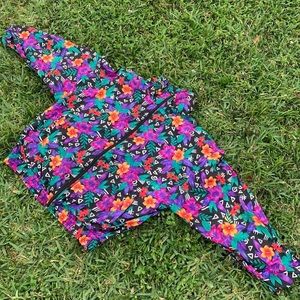 Vintage Colorful Floral Bomber Jacket (M)